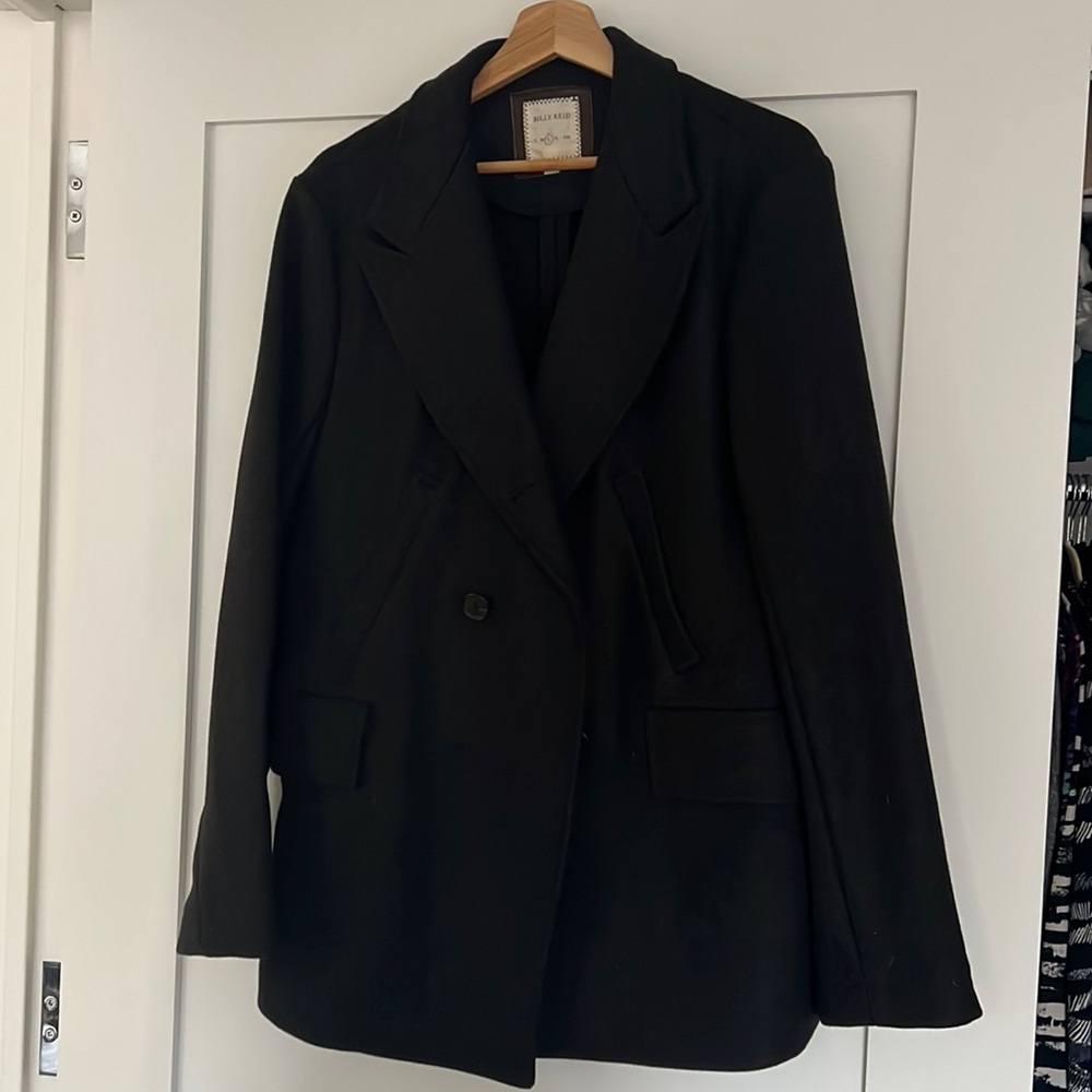 Men’s large Billy Reid charcoal gray pea coat. Barely worn - like new.